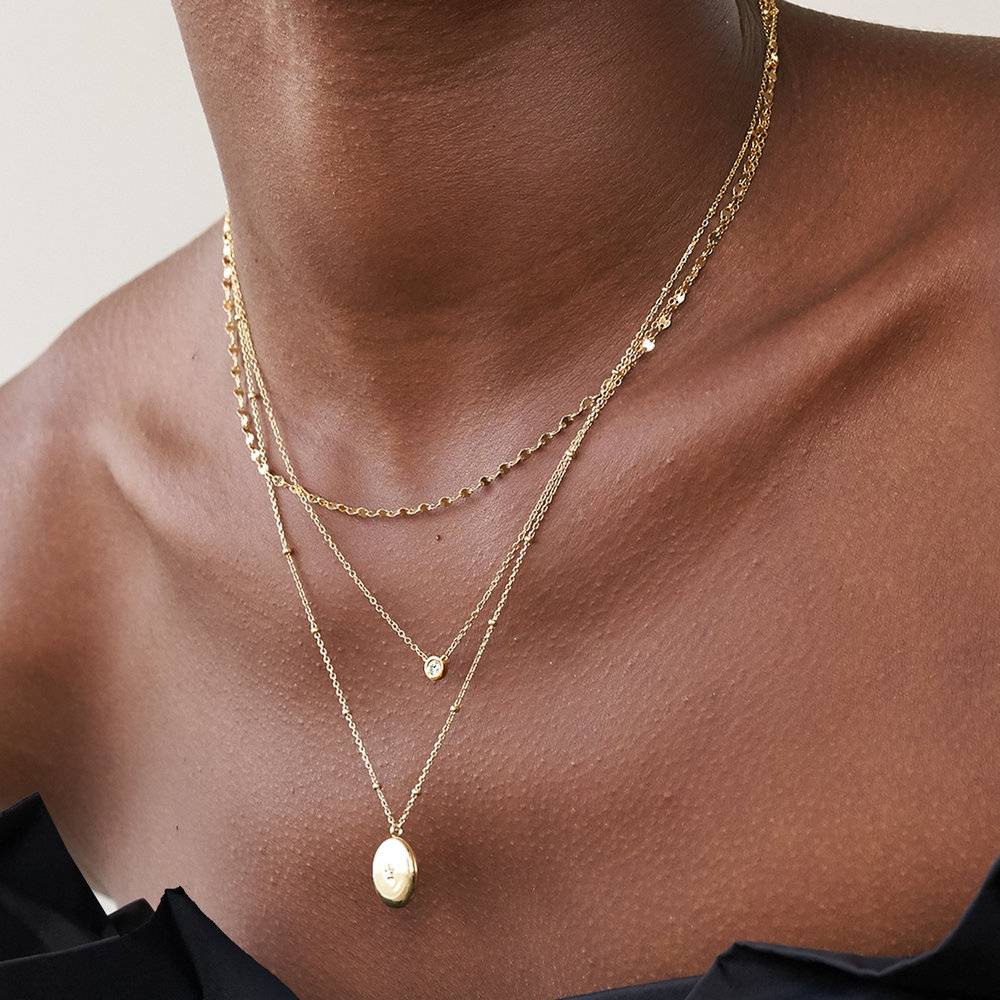Juno Diamond Necklace - 14K Solid Gold-2 product photo