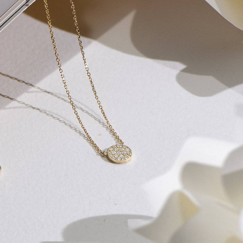 Keeya Pave Diamond Necklace - 14K Solid Gold-4 product photo