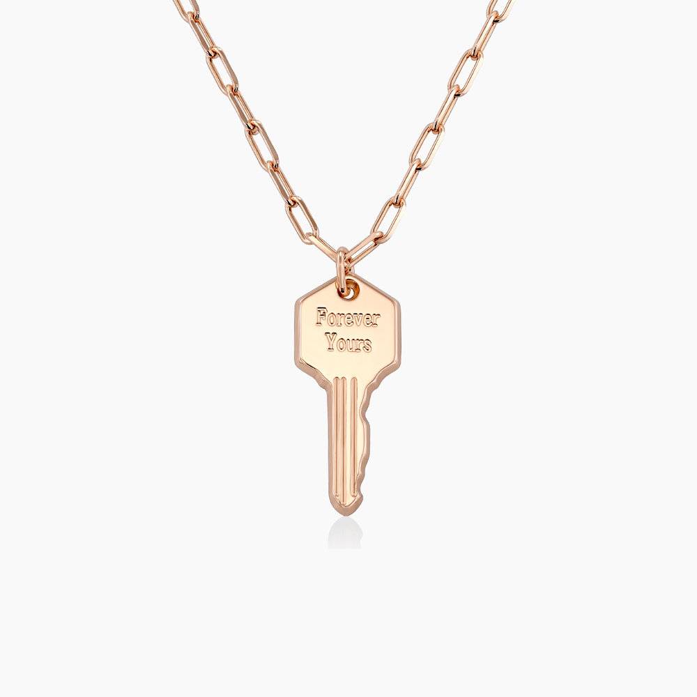 Key Link Chain Necklace- Rose Gold Plating