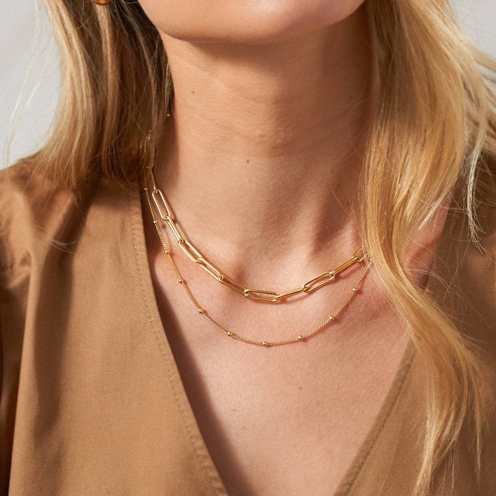 Large Paperclip Chain Necklace - Gold Vermeil-3 product photo