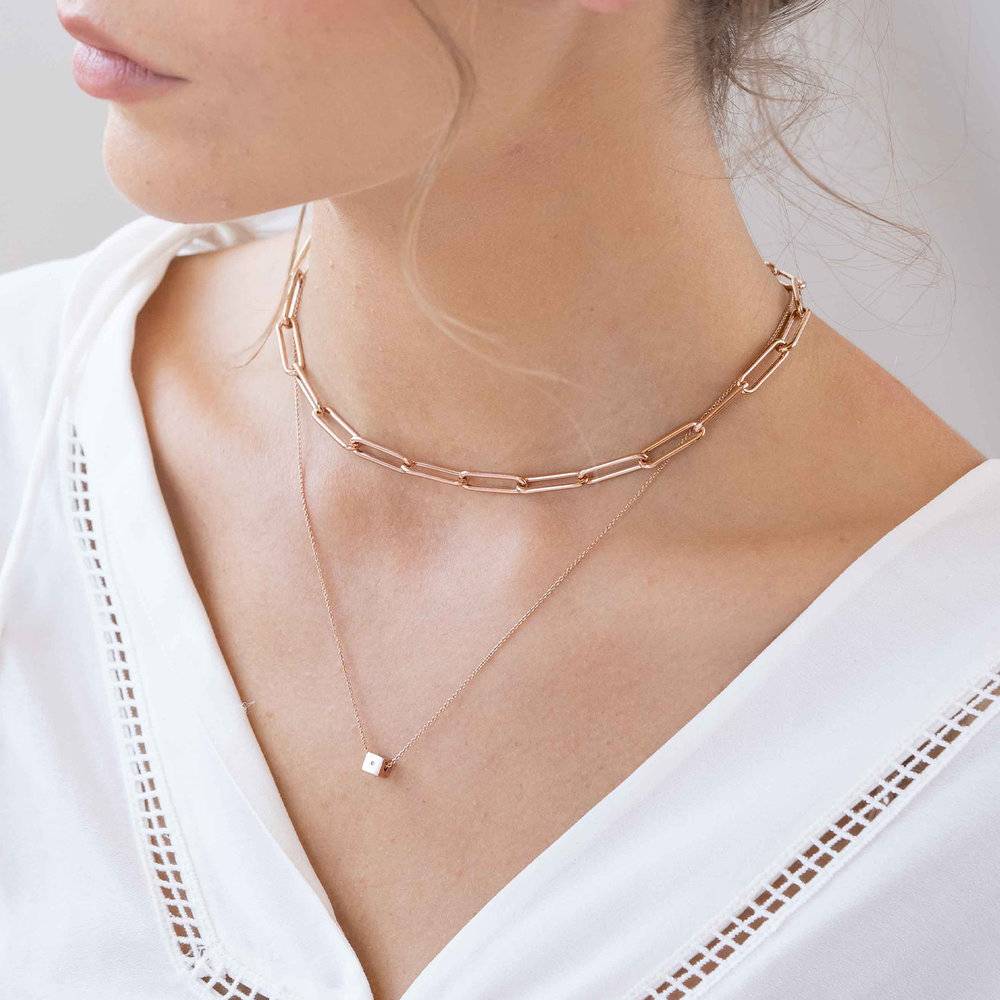 Large Paperclip Chain Necklace - Rose Gold Plating-5 photo du produit
