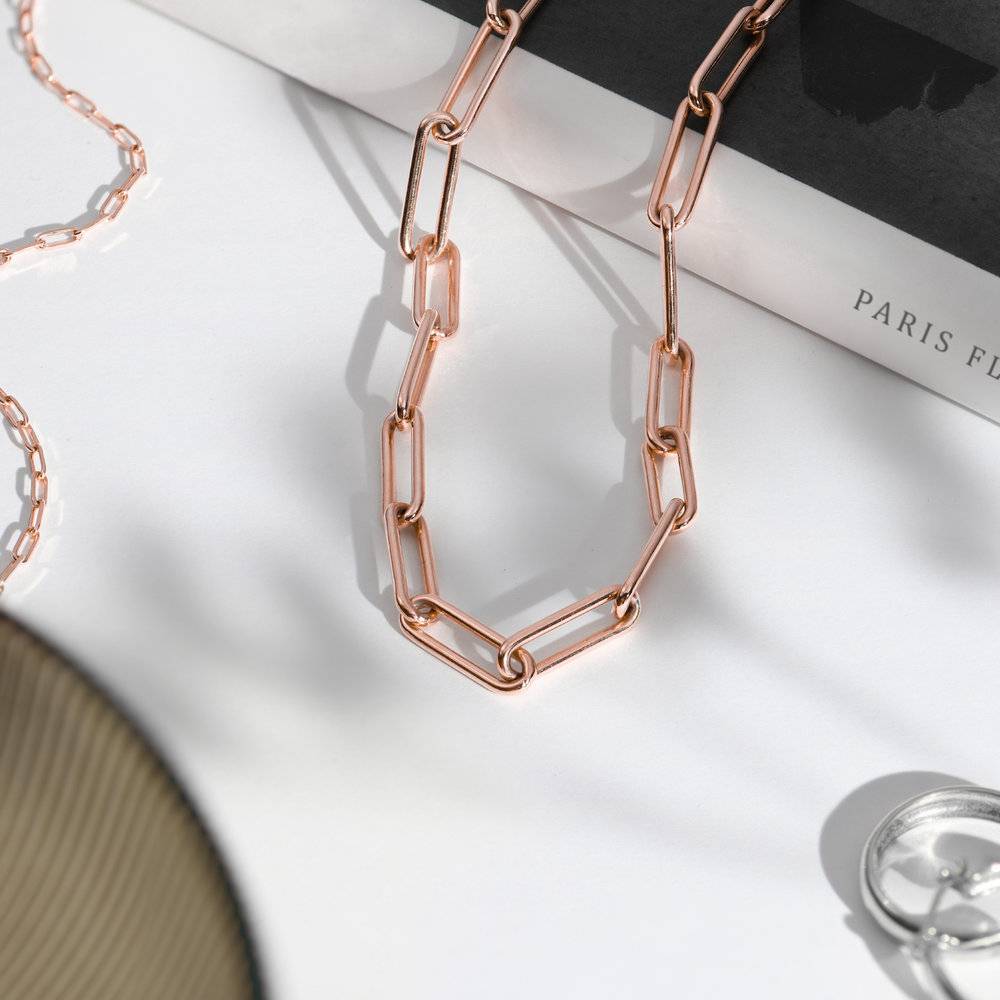 Large Paperclip Chain Necklace - Rose Gold Vermeil-2 product photo