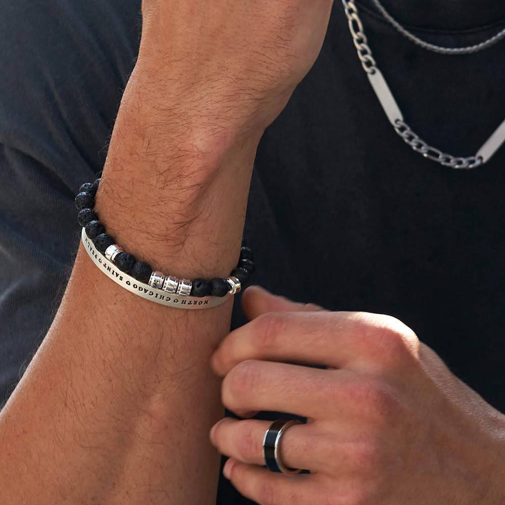 Lava Stones & Custom Beads- Men's Beaded Bracelet-5 product photo