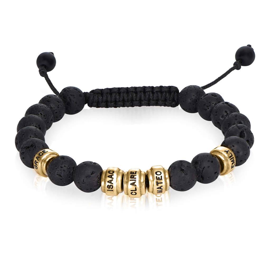 Lava Stones & Custom Beads - Gold Men's Bracelet-1 product photo