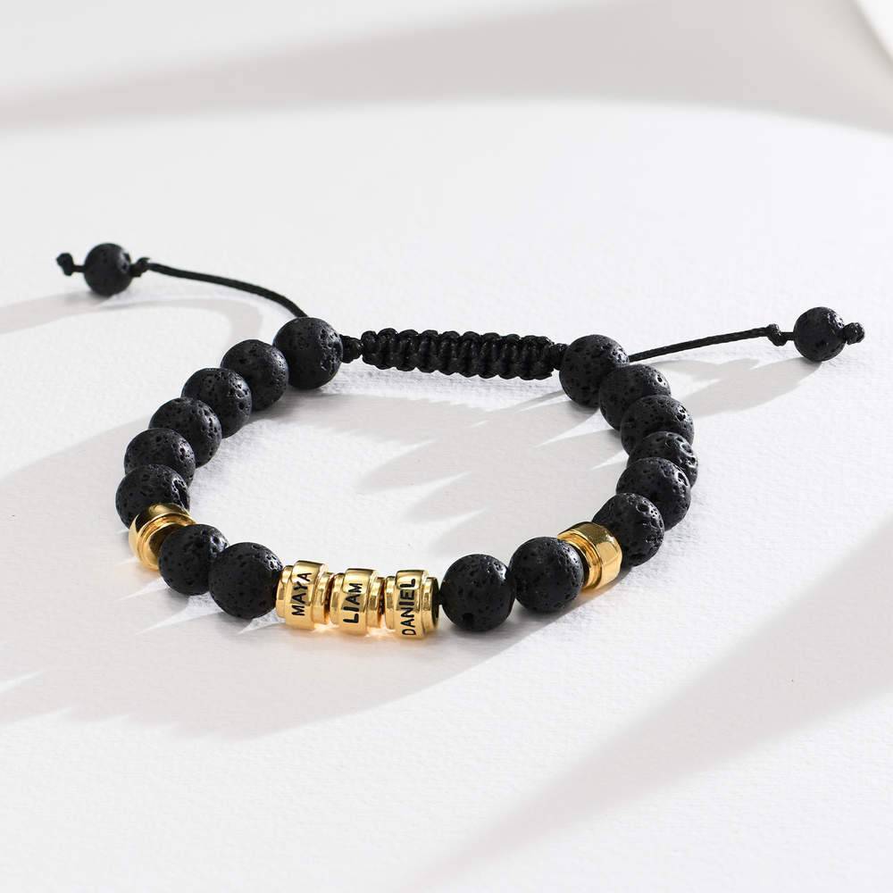 Lava Stones & Custom Vermeil Beads- Men's Beaded Bracelet-4 product photo