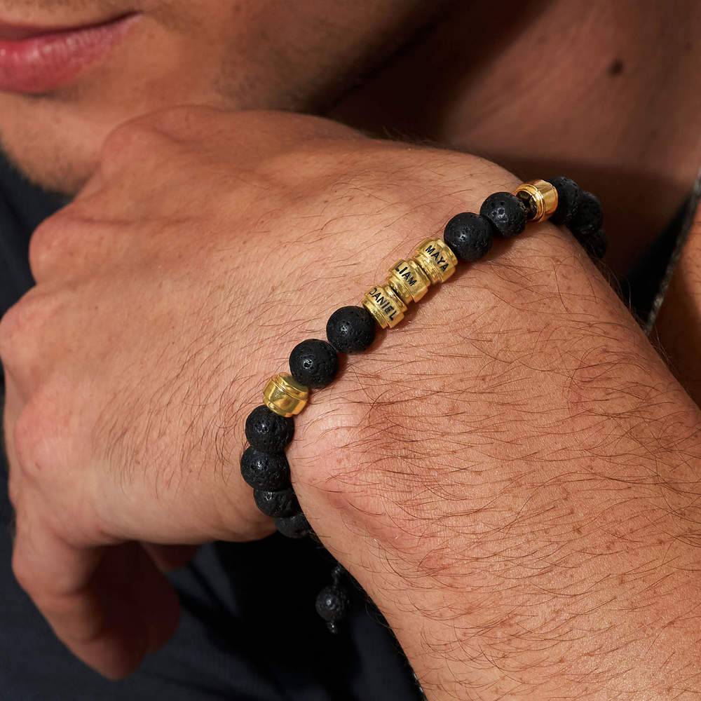 Lava Stones & Custom Vermeil Beads- Men's Beaded Bracelet-4 product photo