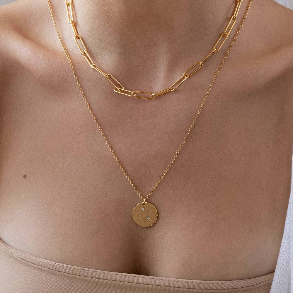 Libra Zodiac Necklace with Diamonds - Gold Plated-1 photo du produit