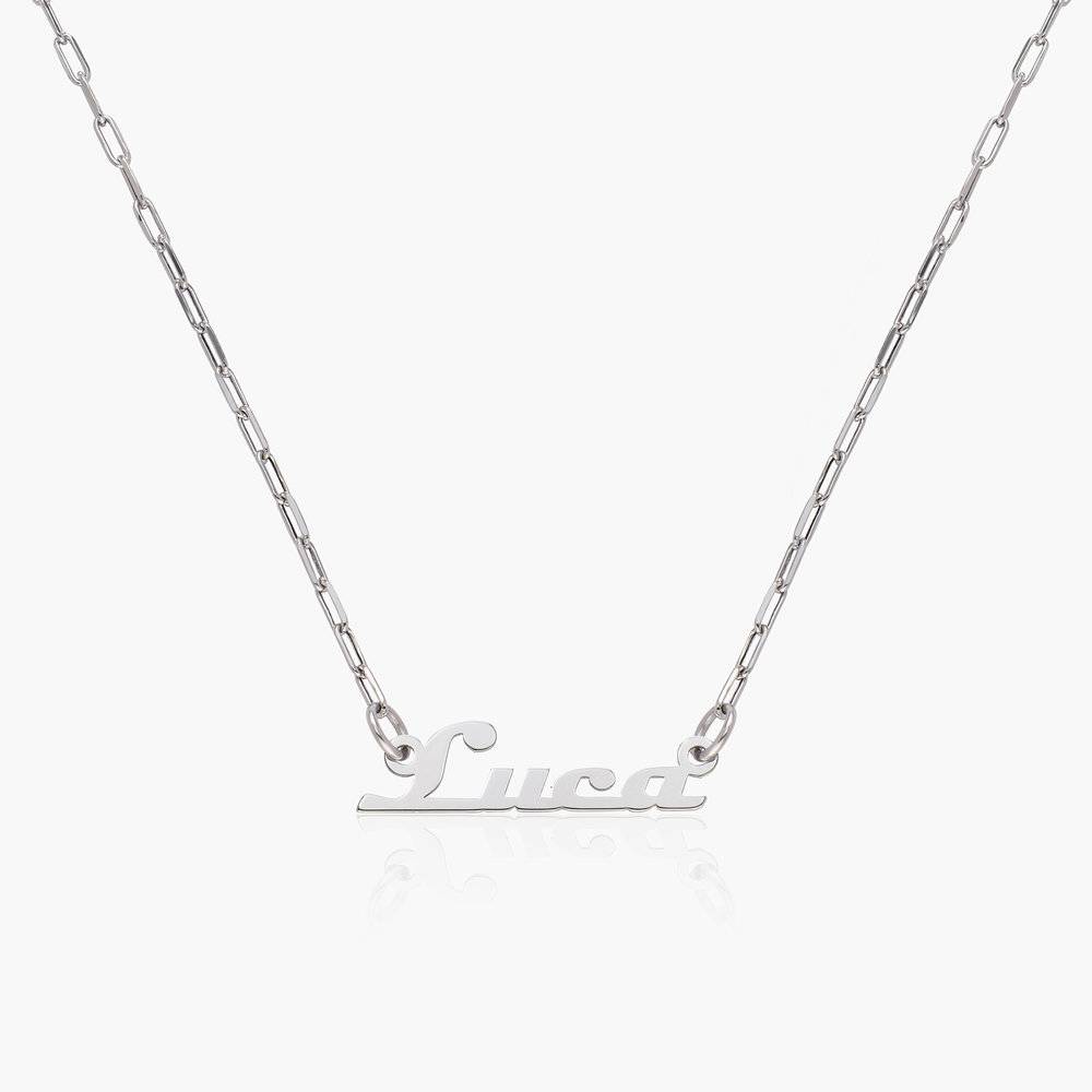 Link Chain Name Necklace- 14k White Gold-3 product photo