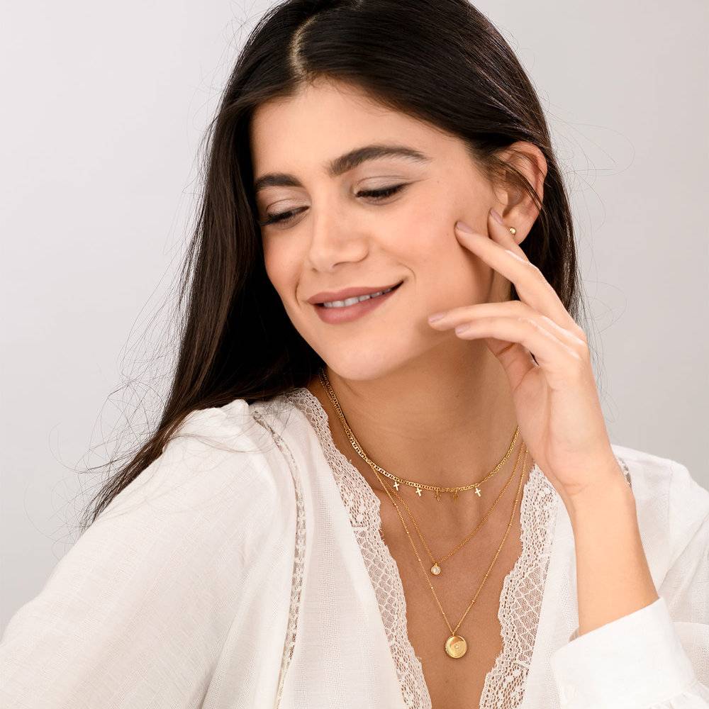 Locket Round Necklace with Star - Gold Plated-1 photo du produit