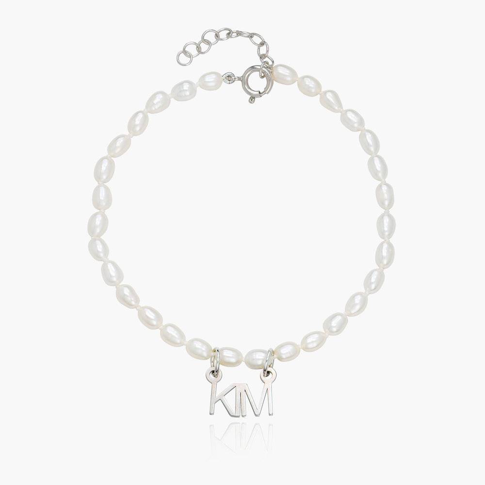 Lola Pearl Name Anklet - Silver product photo