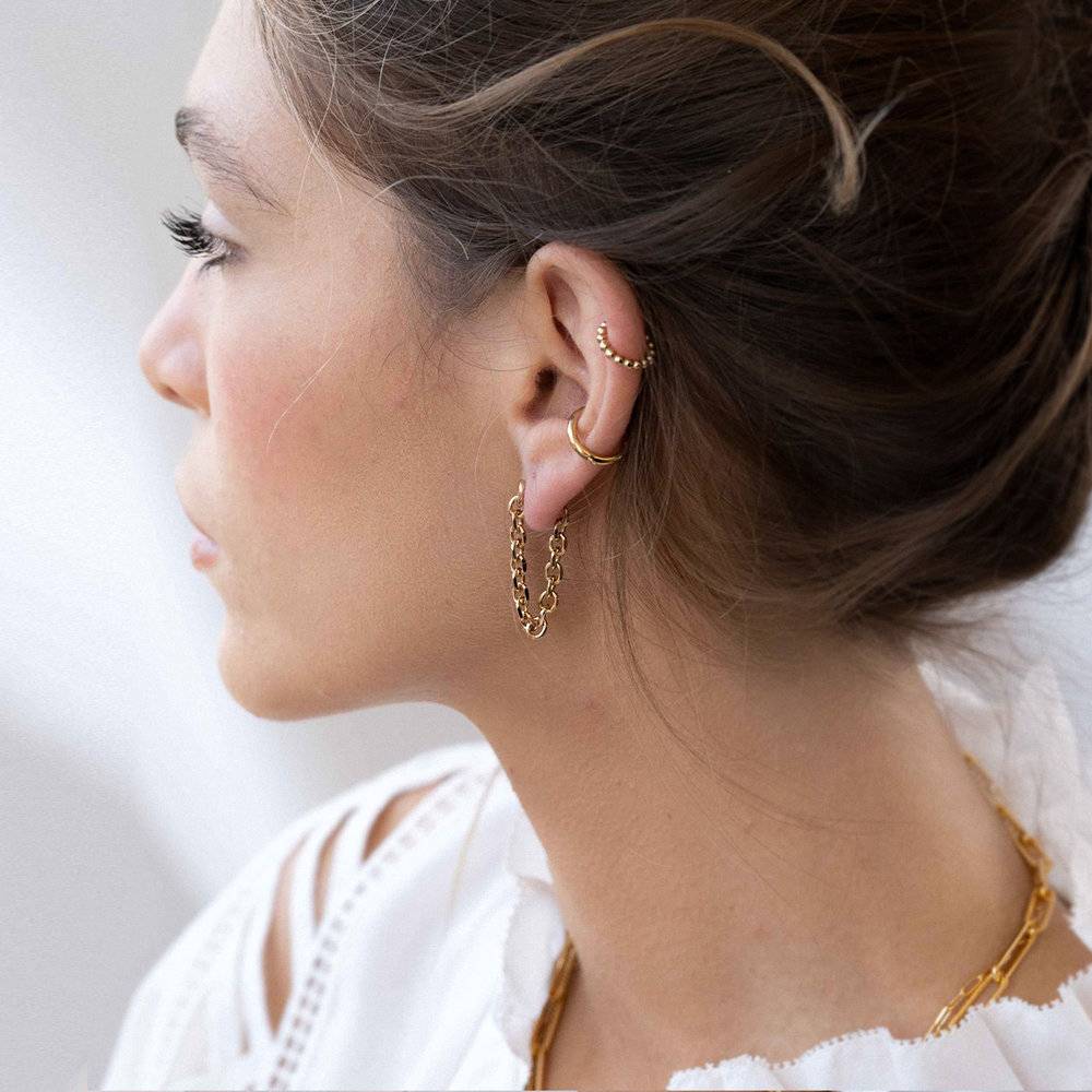 Long Chain Stud Earring - Gold Plated-3 product photo