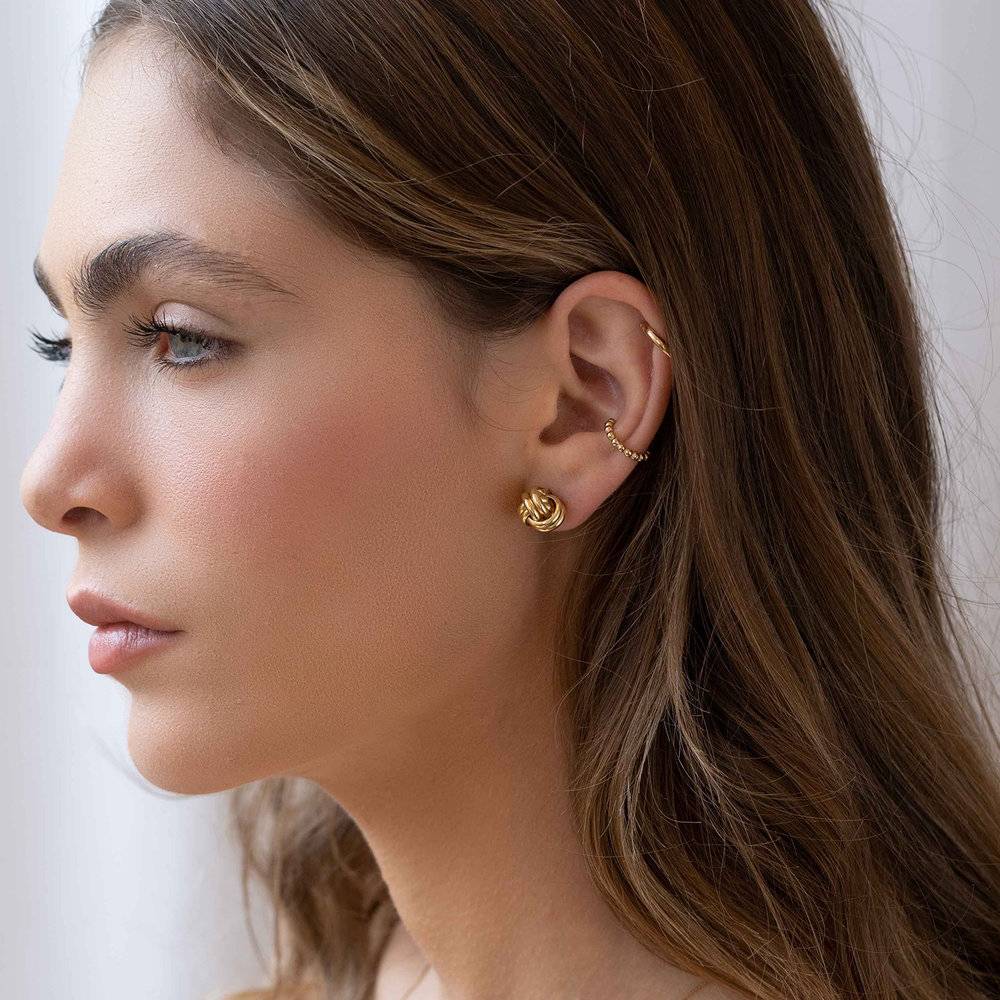 Beaded Ear Cuff Cartilage Hoop Earrings - Gold Plated - Oak & Luna