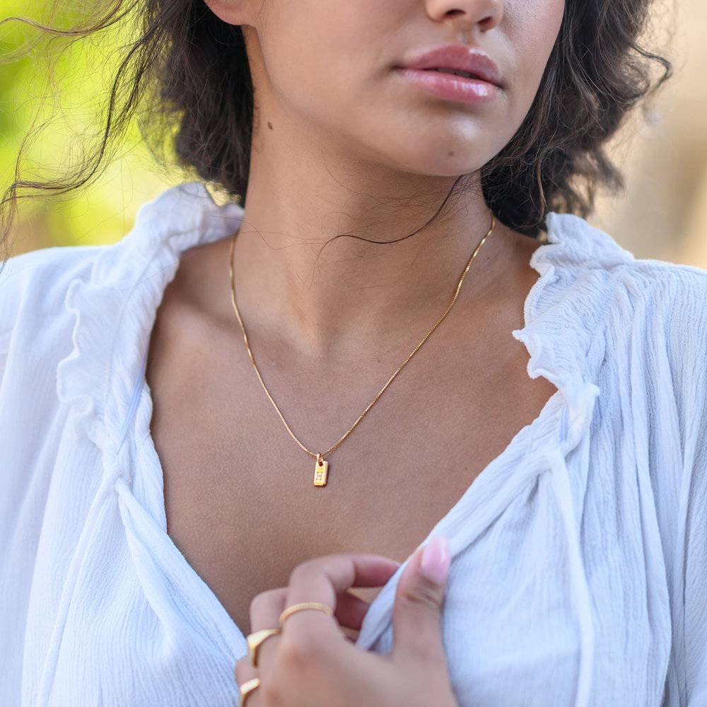 Lucille Initial Tag Necklace - Gold Vermeil