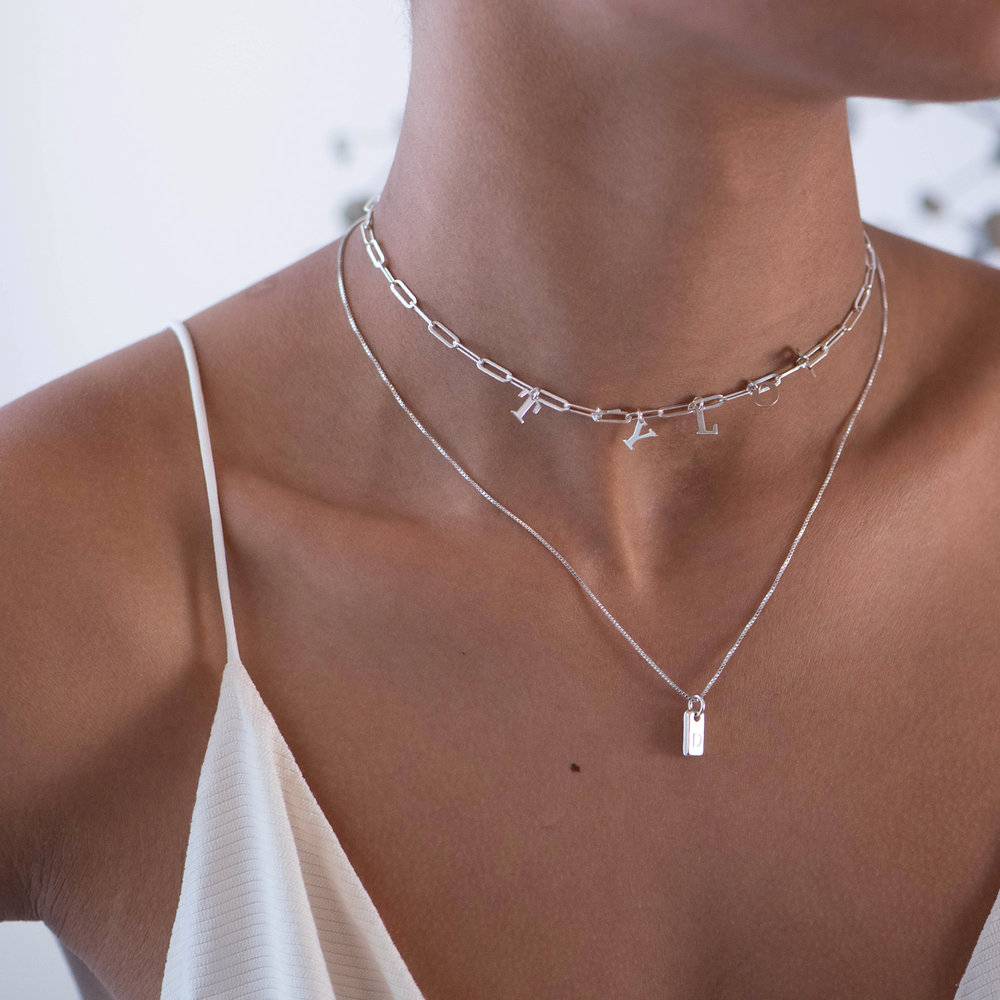 Lucille Initial Tag Necklace - Sterling Silver product photo