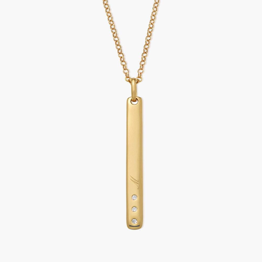 Luna Bar Necklace with Cubic Zirconia - Gold Plated