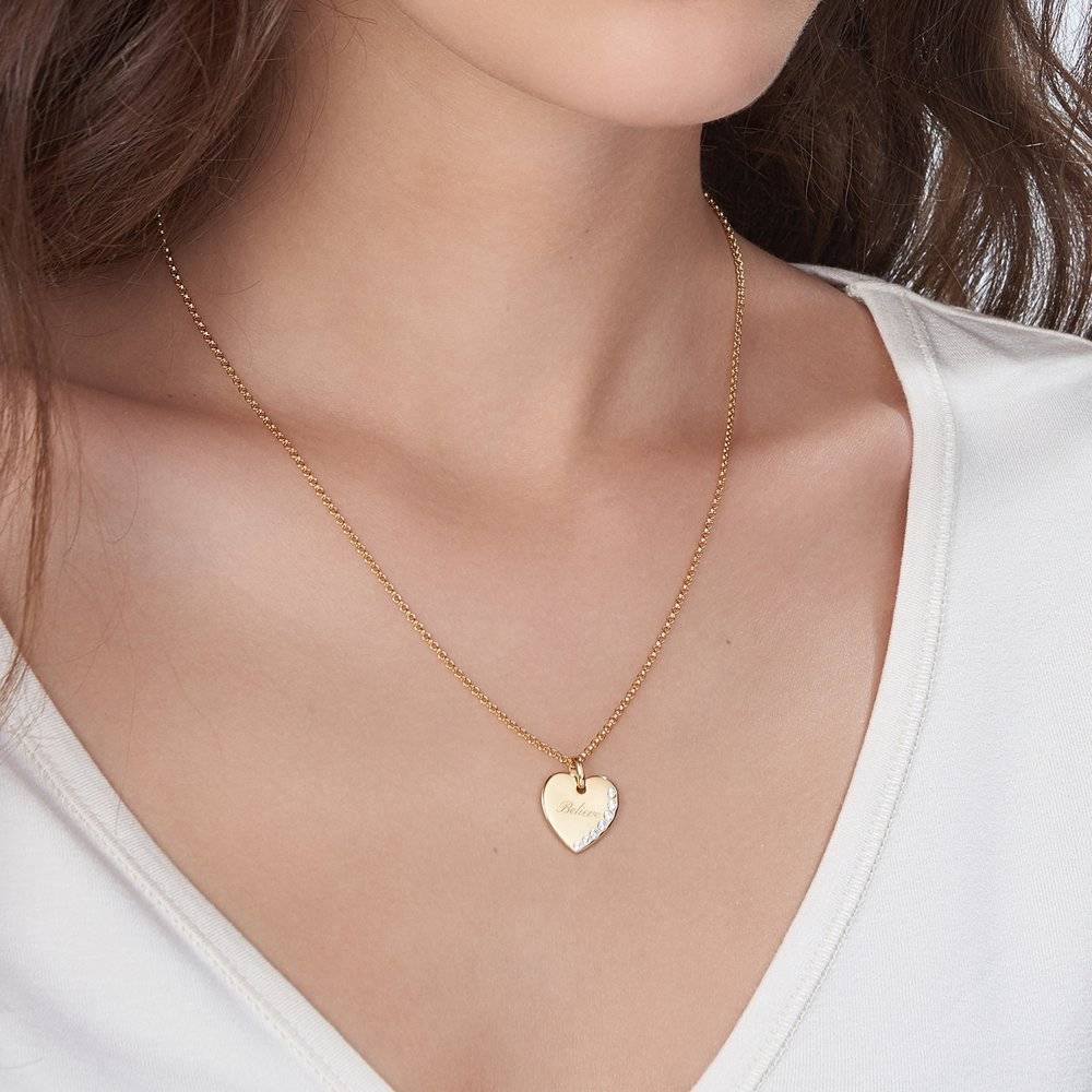 Luna Heart Necklace with Cubic Zirconia - Gold Plated-3 photo du produit
