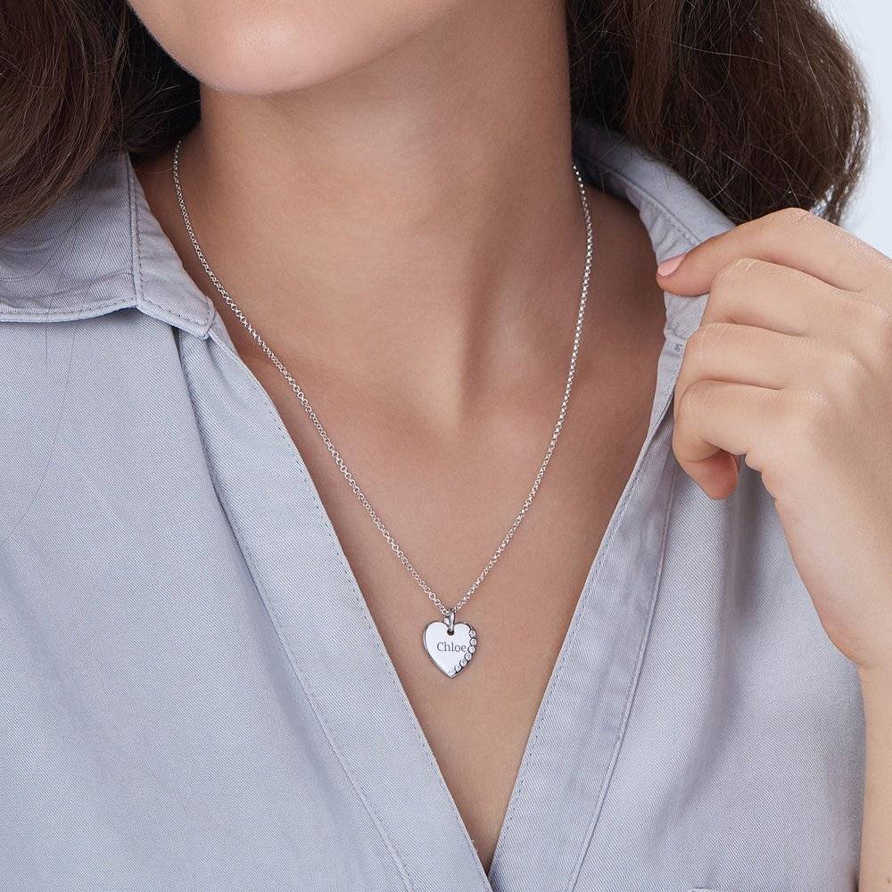Luna Heart Necklace with Cubic Zirconia - Silver-2 photo du produit