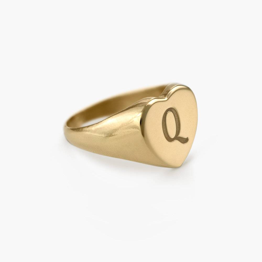 Luna Heart Initial Ring - Gold Plated-4 product photo