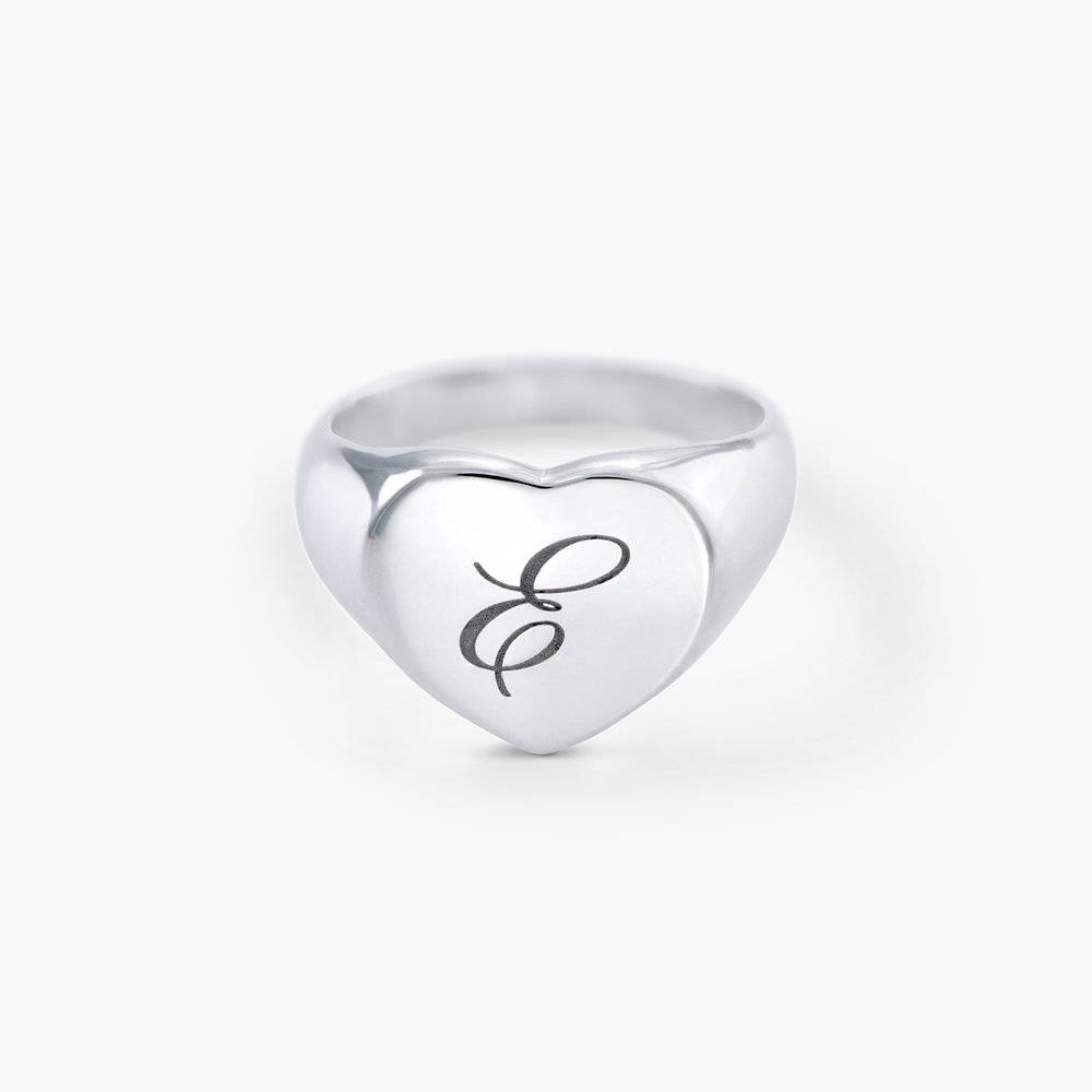Luna Heart Initial Ring - Silver-1 product photo