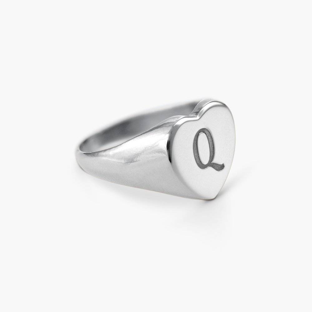 Luna Heart Initial Ring - Silver-2 product photo