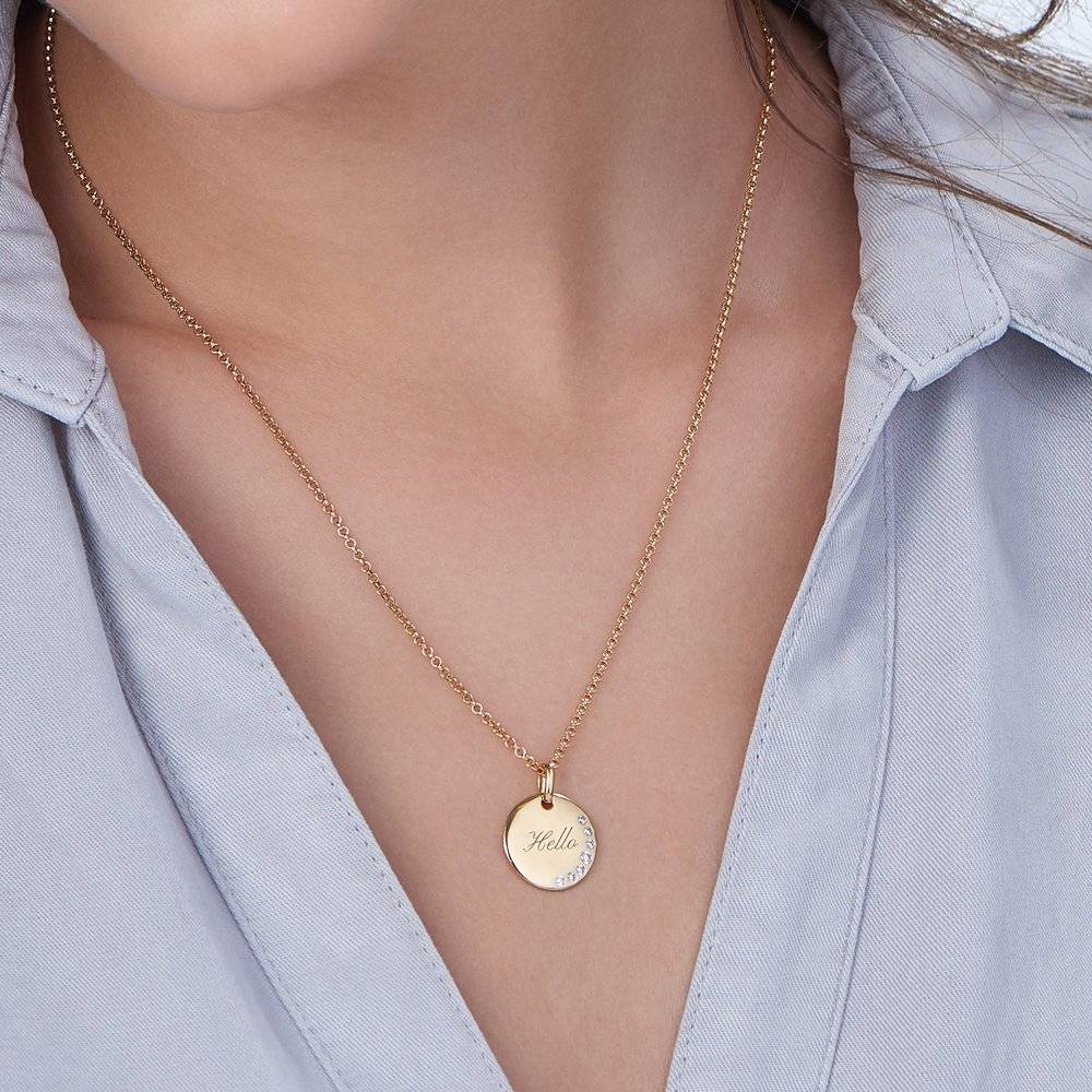 Luna Round Necklace with Cubic Zirconia - Gold Plated-1 photo du produit