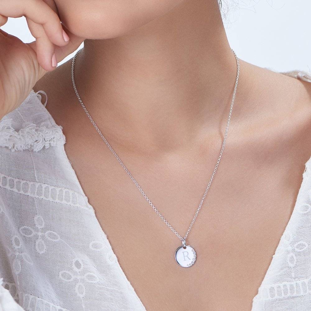 Luna Round Necklace with Cubic Zirconia - Silver product photo