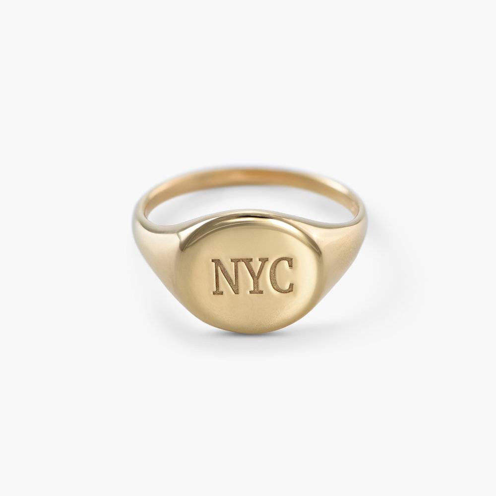 Luna Round Initial Ring - Gold Plated product photo