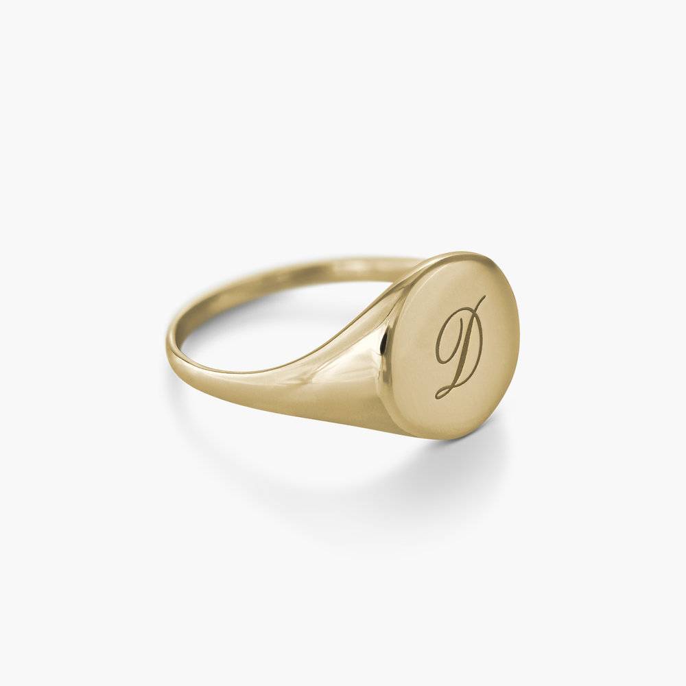 Luna Round Initial Ring - Gold Vermeil-2 product photo