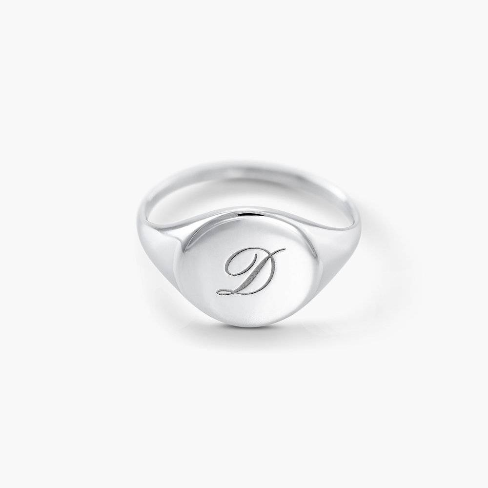 Luna Round Initial Ring - Silver-3 product photo