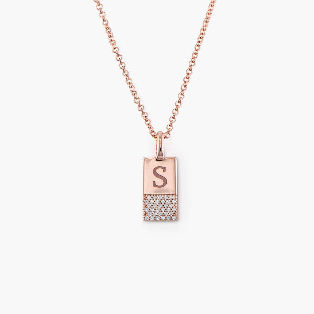 Luna Shimmer Initial Tag Necklace - Rose Gold Plated product photo