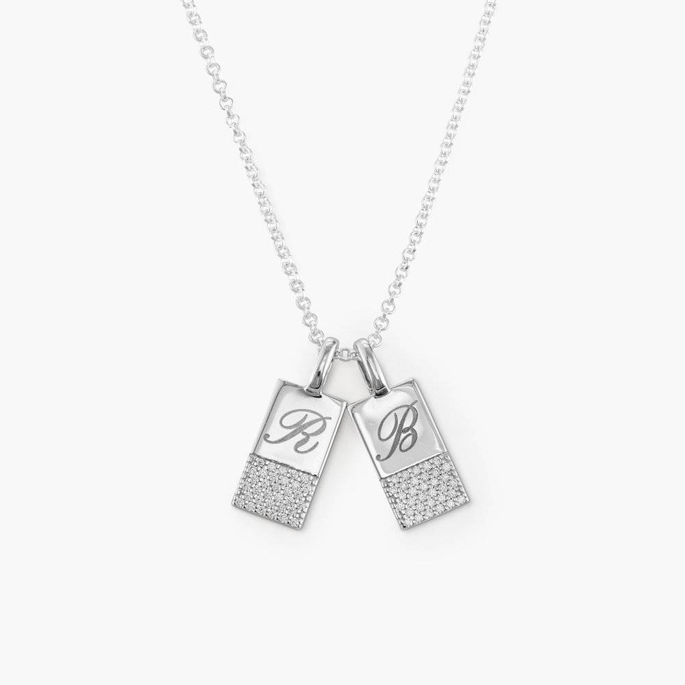 Luna Shimmer Initial Tag Necklace - Sterling Silver product photo