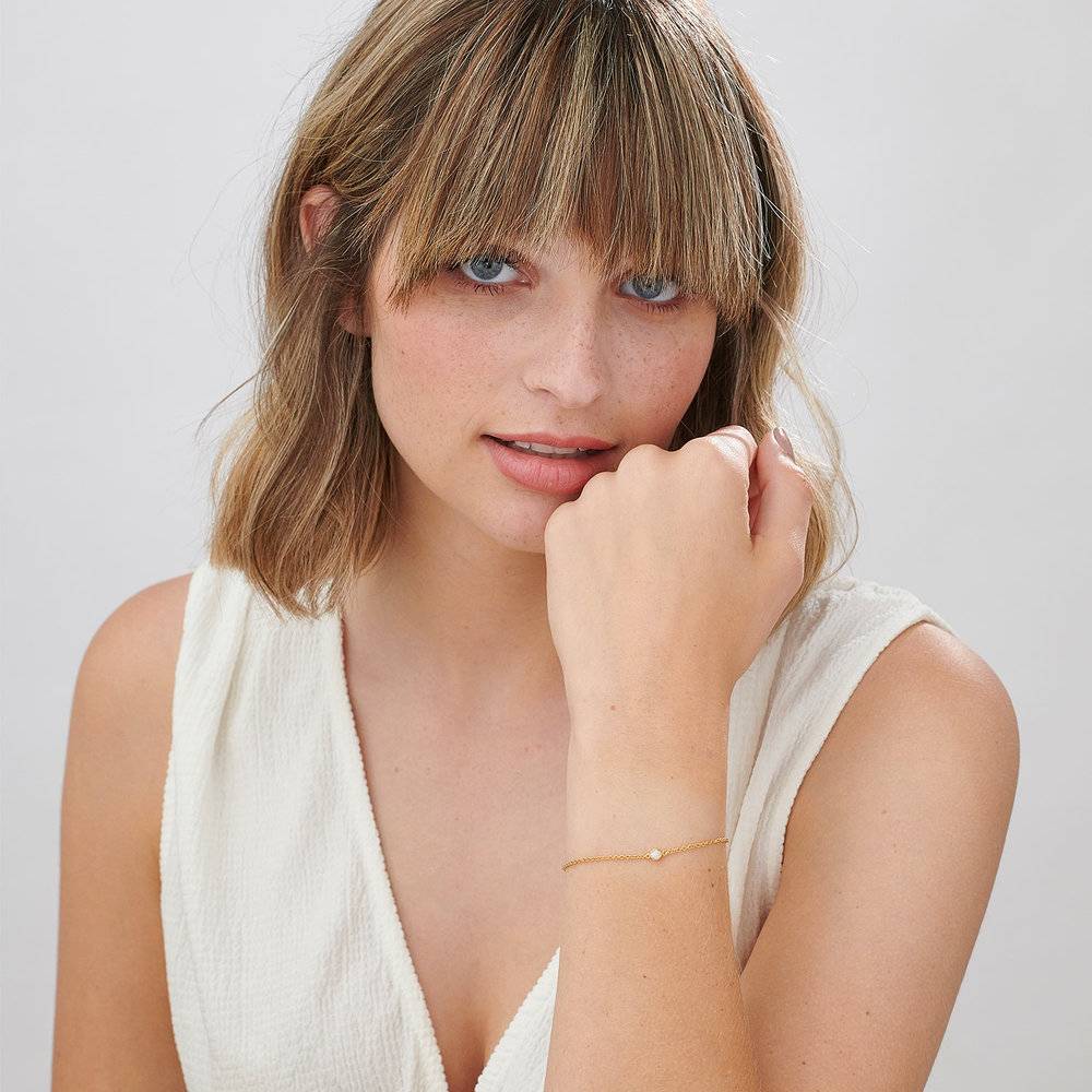 Bracelet Luna avec Diamant - Or Jaune 14 carats photo du produit