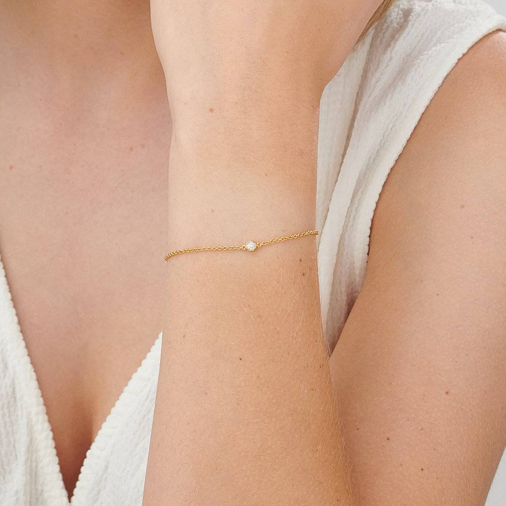 Bracelet Luna avec Diamant - Or Jaune 14 carats photo du produit