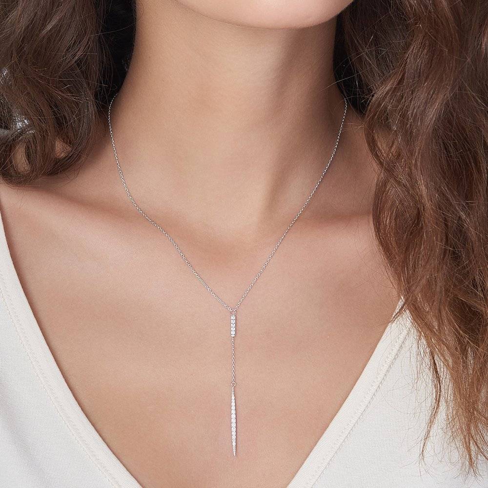 Elle Necklace with Cubic Zirconia - Silver-1 photo du produit