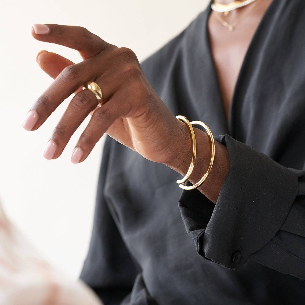 Megan Custom square Cuff Bracelet - Gold Plating-4 product photo