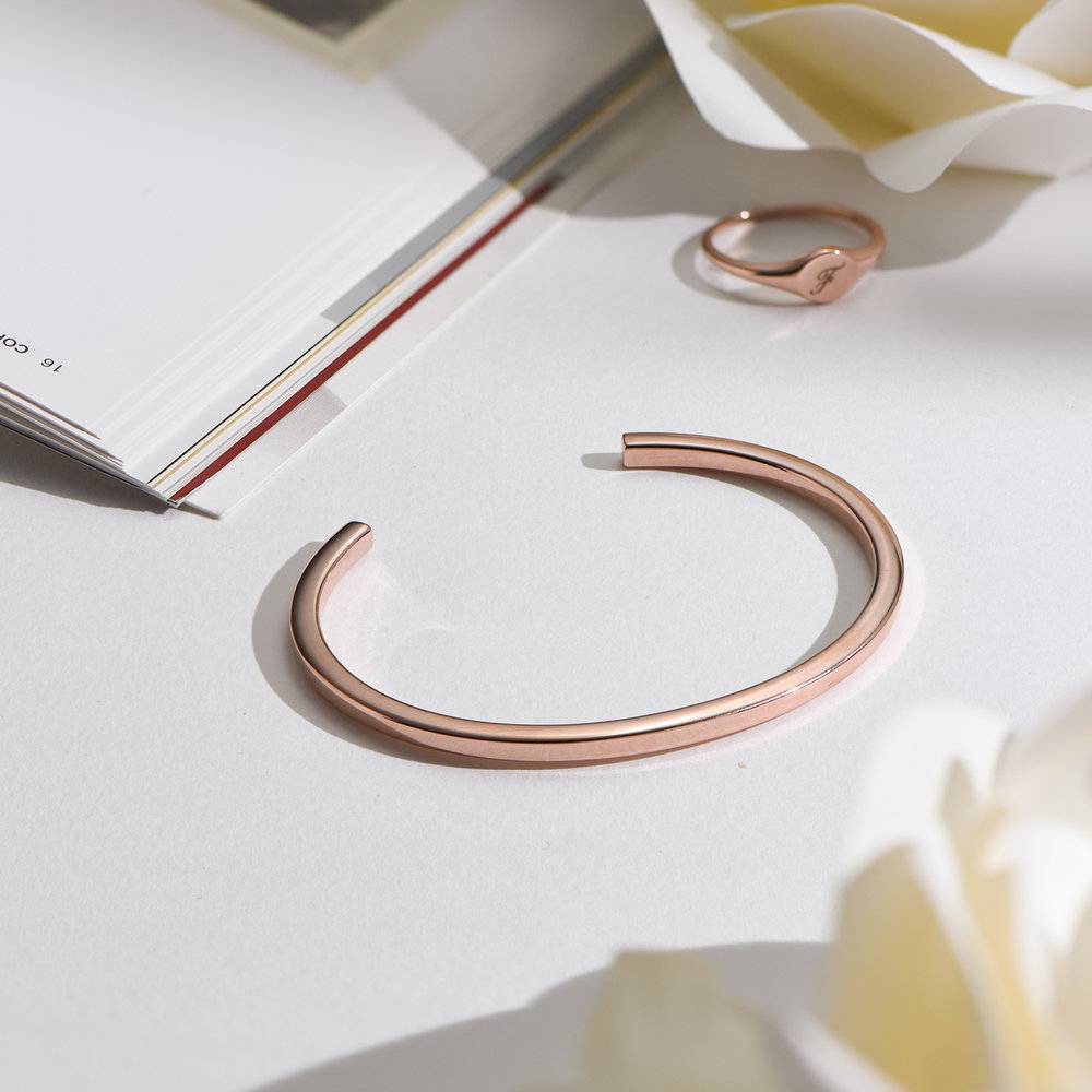 Megan Custom square Cuff Bracelet - Rose Gold Plating product photo