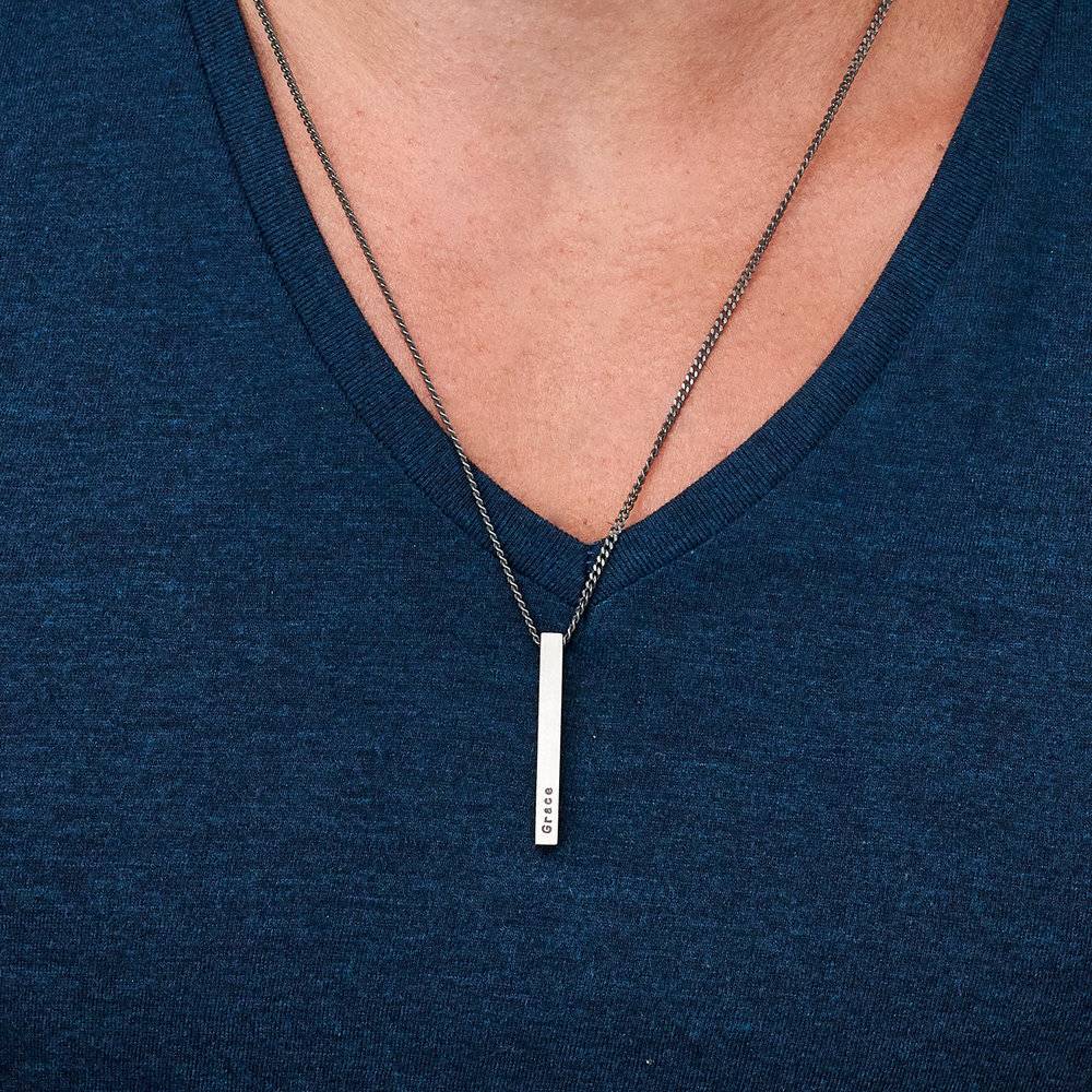 Pillar Bar Necklace for Men - Silver-3 product photo
