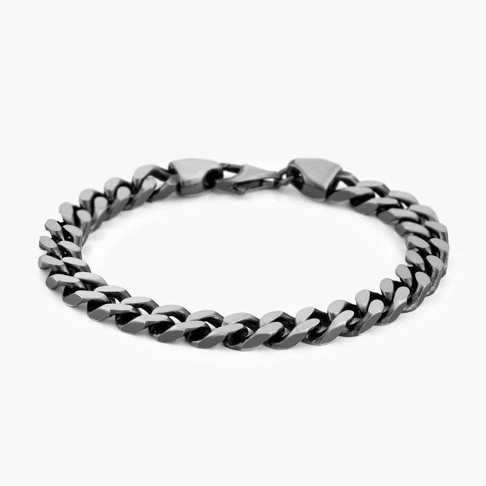 Dark Silver Cuban Link Bracelet for Men in Sterling Silver by oNecklace