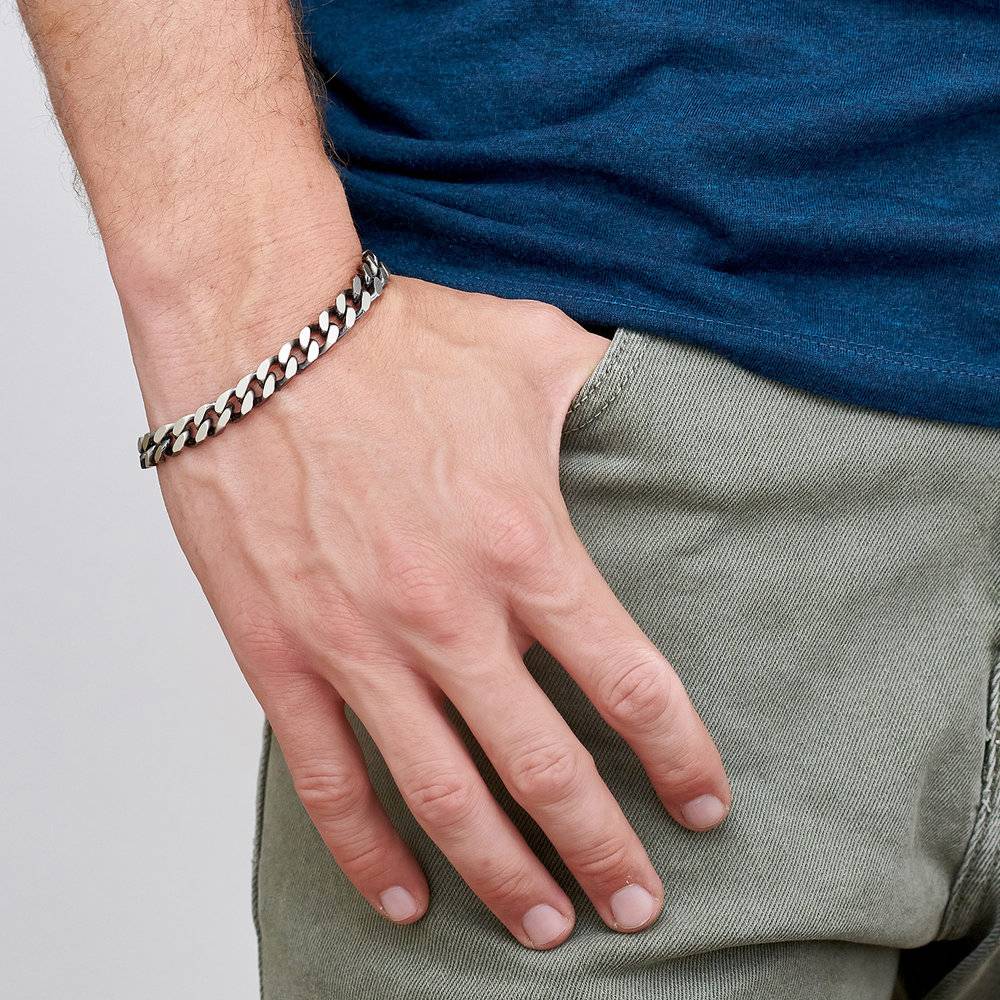 Zane Men's Silver Cuban Link Bracelet-3 product photo