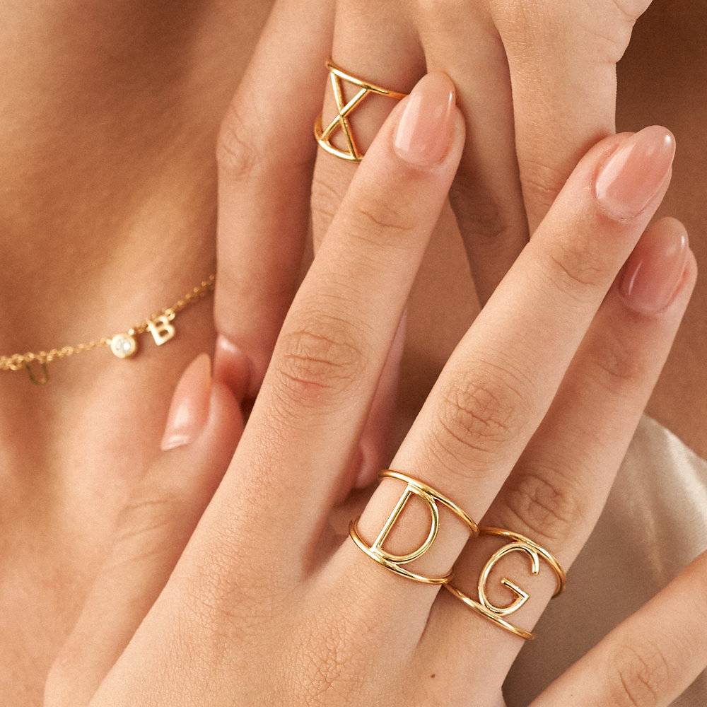 Mia Initial Cut Out Ring - Gold Plated-3 product photo