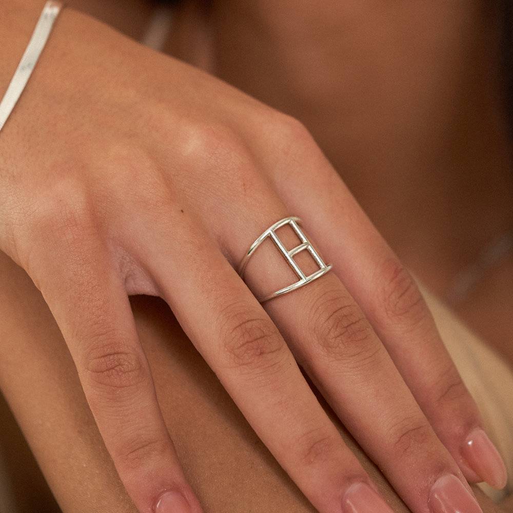 Mia Initial Cut Out Ring - Silver-4 product photo