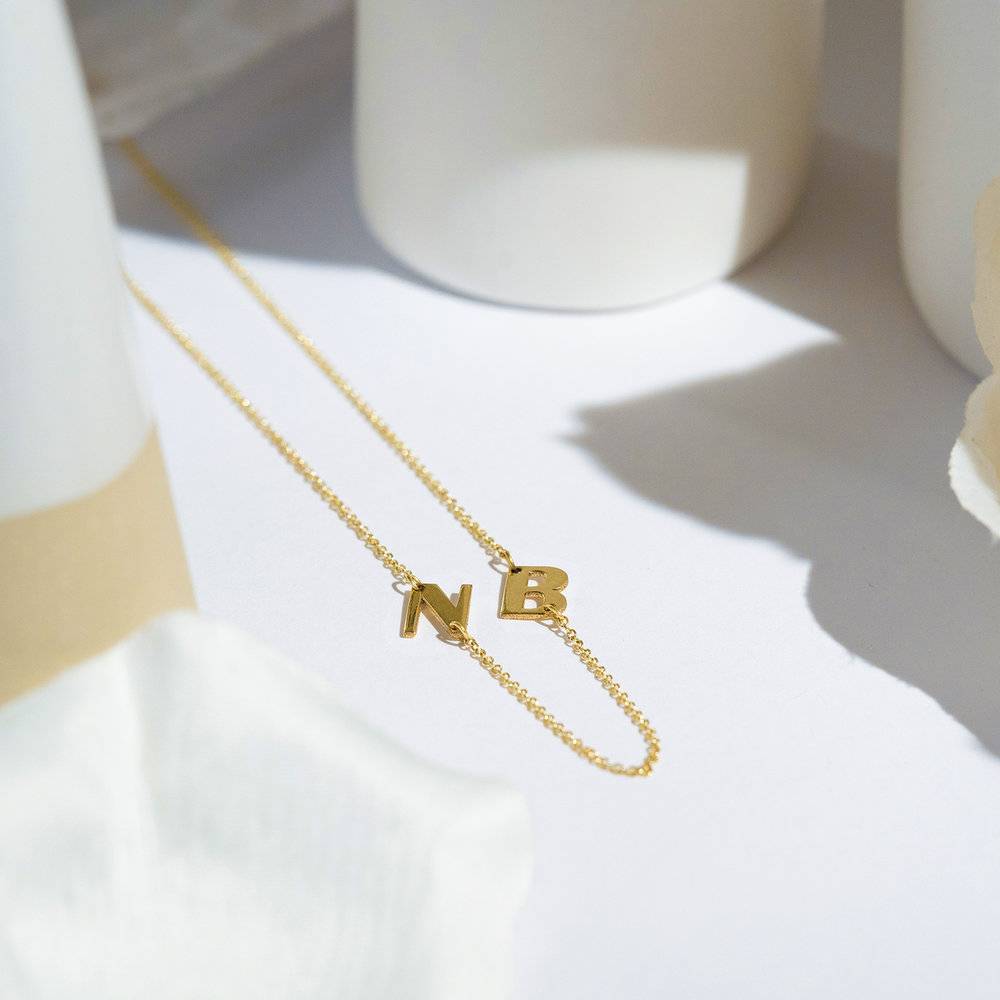 Mini Initial Choker Necklace - 14K Solid Gold-3 product photo