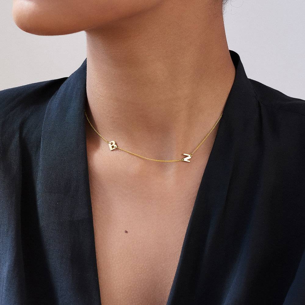 Mini Initial Choker Necklace - 14K Solid Gold-5 product photo