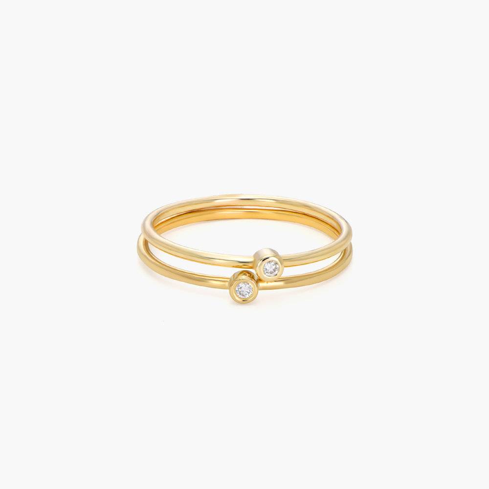 Mona Stackable Ring with Diamond - 14K Solid Gold product photo