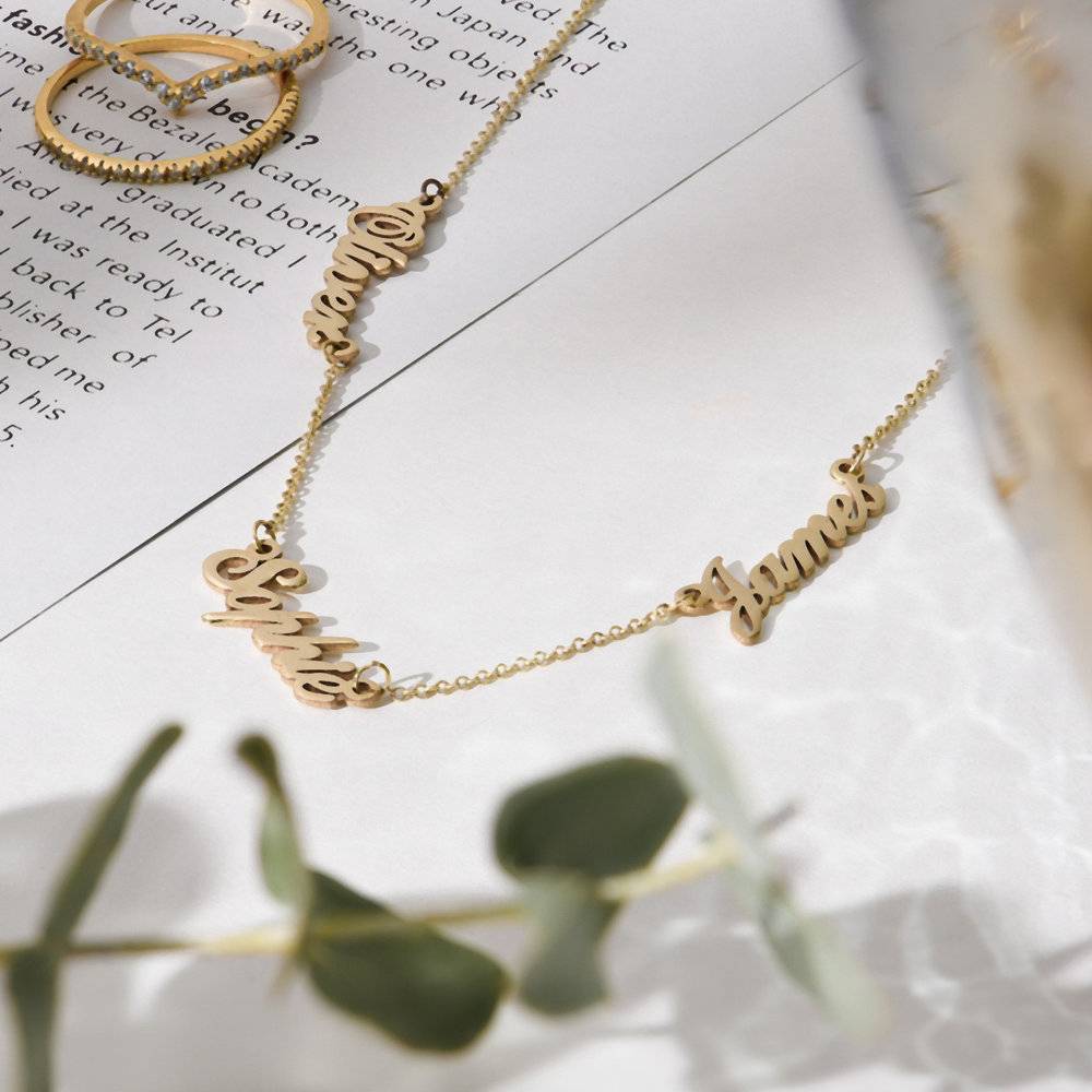 Multiple Name Necklace - 14K Solid Gold-2 product photo