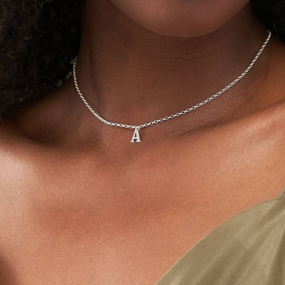 Silver name store choker