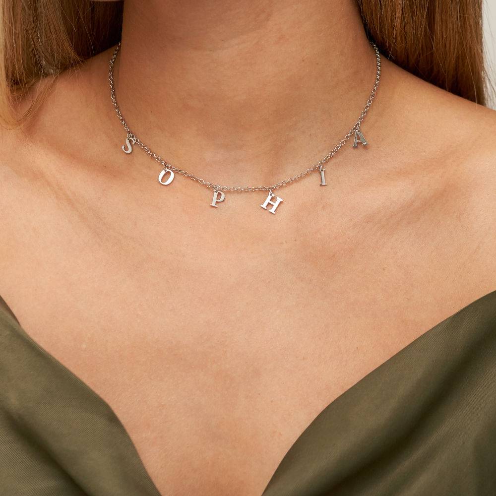 Silver name store choker