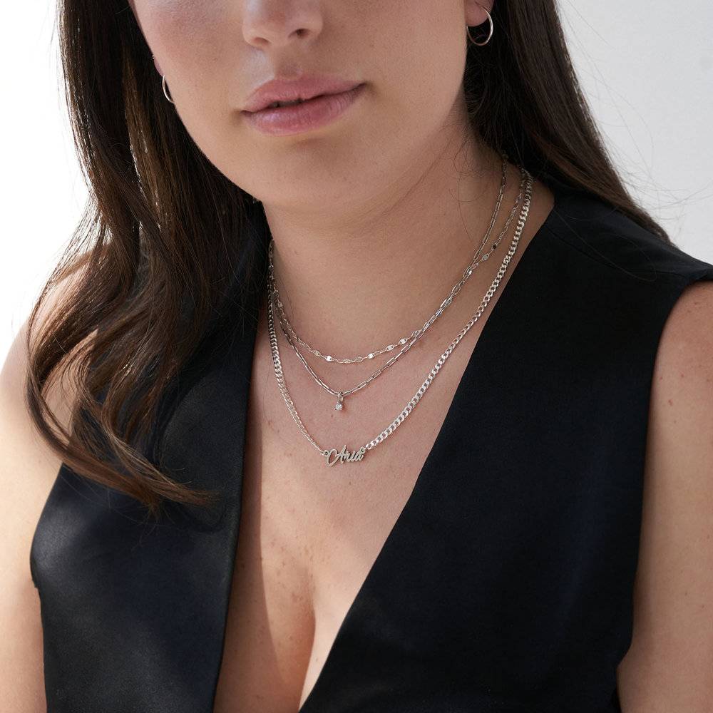 Name Necklace With Bold Curb Chain- Sterling Silver product photo