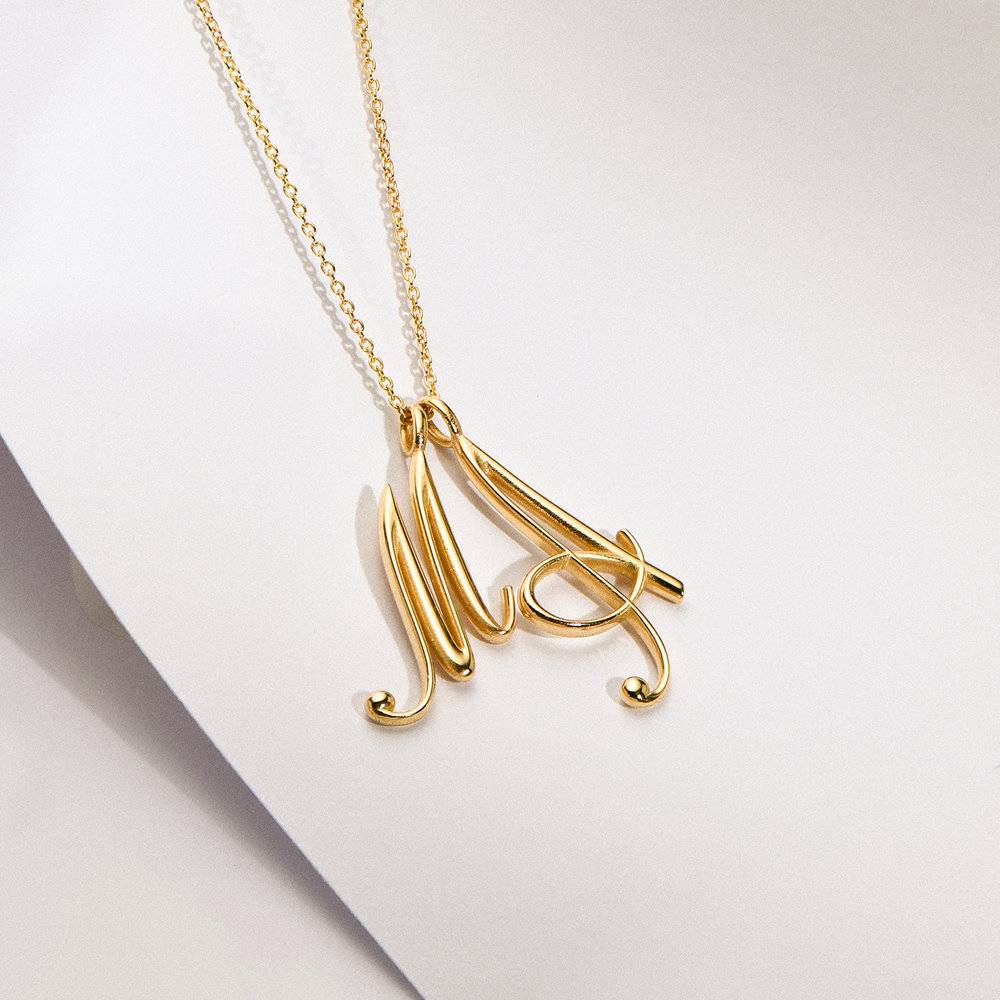 Nina Large Initial Music Note Necklace - Gold Plating-2 product photo