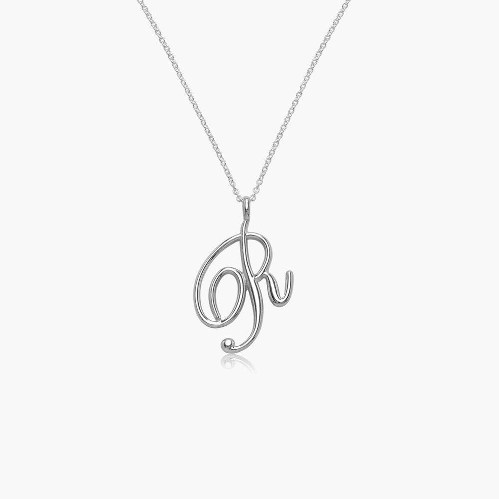 Nina Large Initial Music Note Necklace - Silver